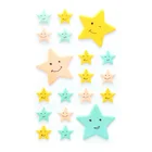 Self adhesive vinyl glitter puffy reward stars smile emoji stickers for girls and boys