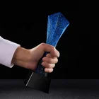 Blue Sell Well Blue Colour Slanted Crystal Trophy With Complex Lines