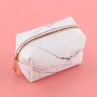 2019 pattern private label pu leather women travel bags promotional marble cosmetic bag