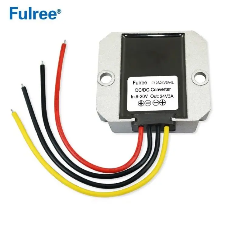 Fulree 12Vdc to 24Vdc DC to DC Boost Power Converter 12 Volt to 24 Volt Voltage Regulator 12V to 24V 1A 2A 3A