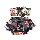 Fashionable Black Floral Tutu Skirt Trousers Large Bow HeadBand 2pcs/set Hair Accessories for Kids