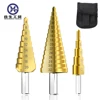 3Pcs HSS Metric Titanium Triangle Shank Pagoda Shape Hole Cutter 4-12/20/32mm Sharpening Cone step Drill Bit Set