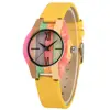 2019 Dropshipping Custom Colorful Dial Yellow Leather Strap Wood Watch Lady