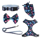 Hot selling Cute Reversible Dog Harness Walking Halter , New Custom Printed Sport Dog Harness Set with Pet collar Leash