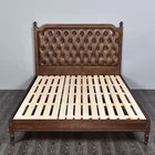 Bedroom Furniture Bed American Style Bed Room Furniture Oak Wood Frame Tufted Headboard Leather Bed V128L