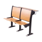 Factory Price School Double Wooden Desk With Bench