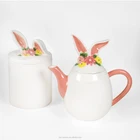 Easter Bunny Pink Ear lid Storage Jar Canister Candy Jar