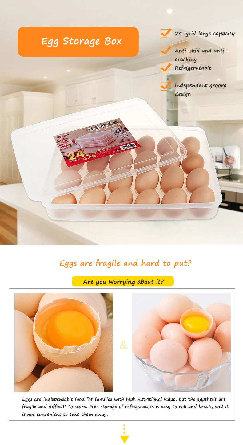 portable 24 egg dumplings holder case box refrigerator crisper