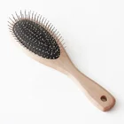 Oval metal bristle pins hair brush wooden cushion paddle detangling brush custom logo