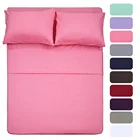 1 Flat Sheet,1 Fitted Sheet and 1 Pillow Cases 100% brushed microfiber 1800 bedding home textile bedding set