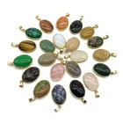 Wholesale women fashion jewelry natural crystal amber stones gold plated oval shaped long pendant necklace