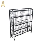 Custom Snack Cookie Coffee Bag Metal Wire Display Stand Rack With Wheel