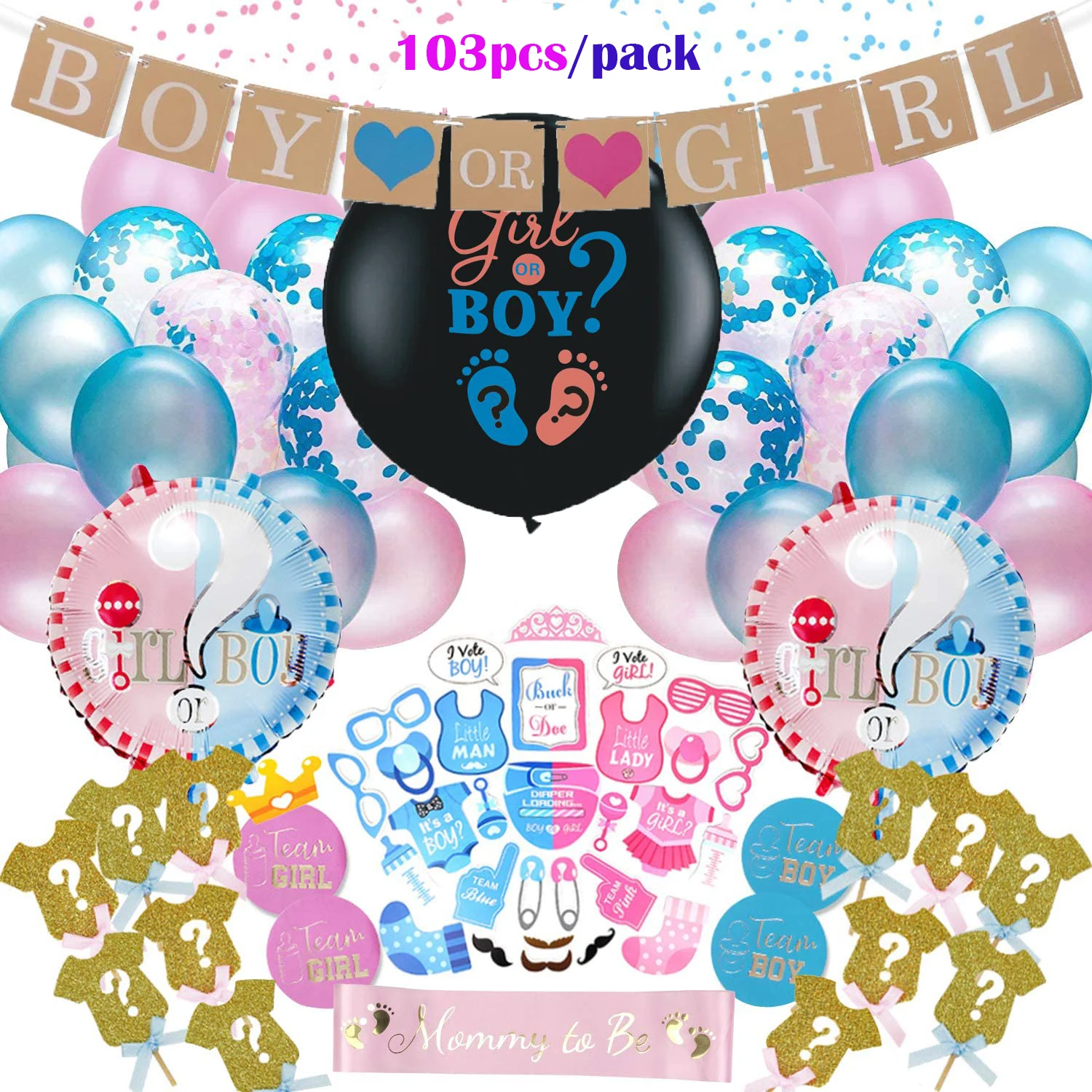 wholesale 72 pcs gender reveal party decorations