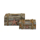 Wedding Wood Starfish Decoration Vintage Pine Wedding Keepsake Box Retro-designed Wood Crate