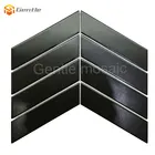 Wall decoration tile kitchen backsplash tile herringbone arrow shape 6mm black matt ceramic mosaic tile