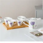 Food grade turkish floral design ceramic tray coffee tray set with coffee pot