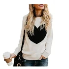 Wholesale Long Sleeve Autumn Winter Heart Love Pattern Women Knit Loose Round Collar Fashion Pullover Sweater