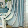 Floral sheer curtains embroidered organza panel curtain with valance black out ready made