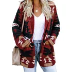 factory spring streetwear Long Sleeve Fashion printed Knitting Sweater Women Cardigan with pocket