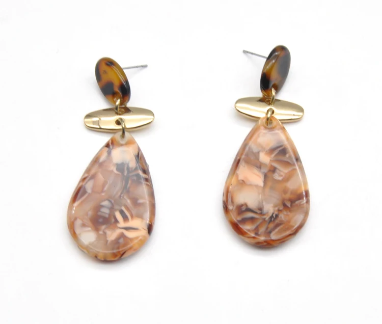 Custom acetate drop stud earrings women fashion plated gold earrings