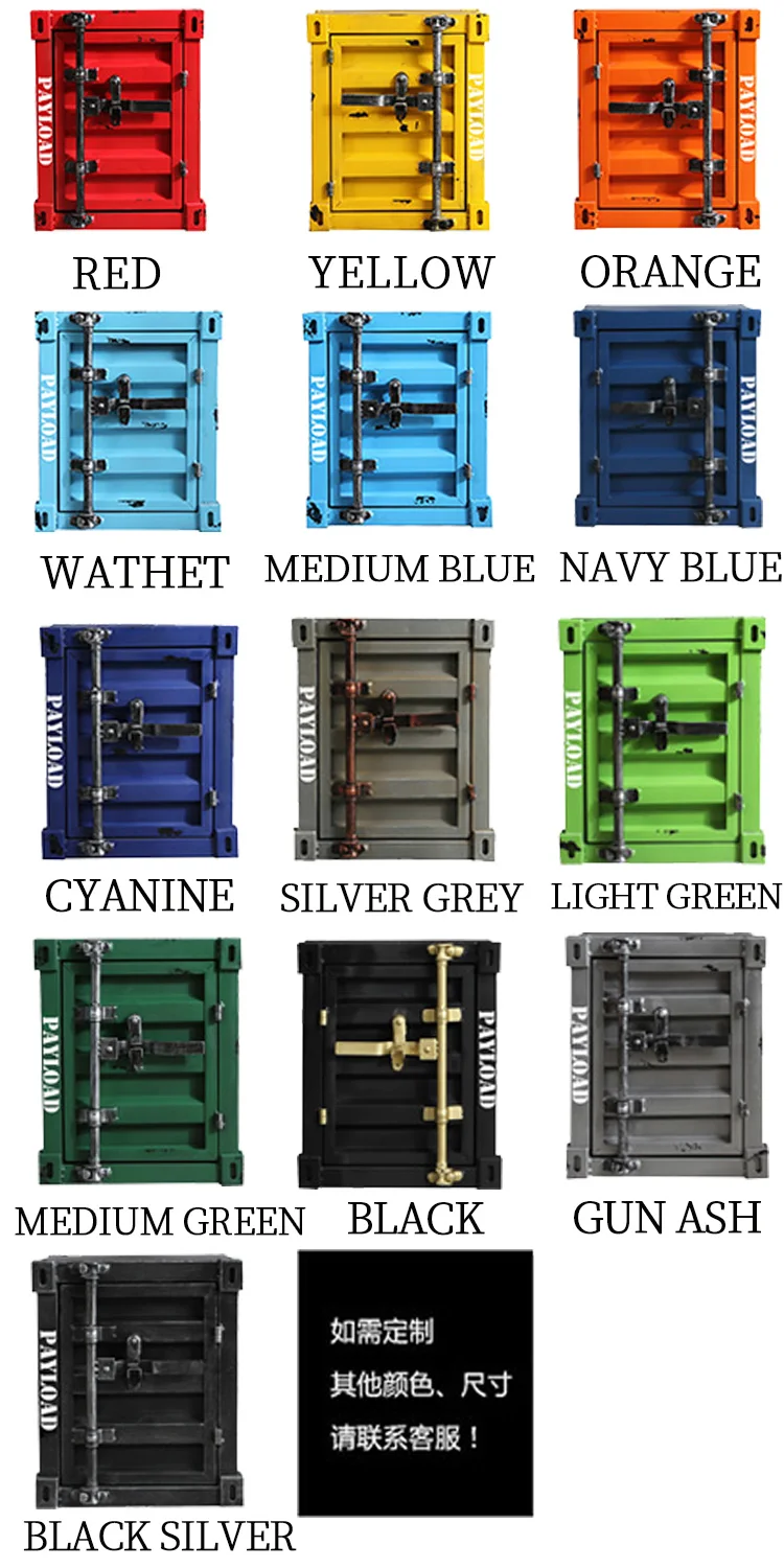 Retro Iron Frame Industrial Cabinet With Casters Wood Drawer Door Shipping Container Style Customized
