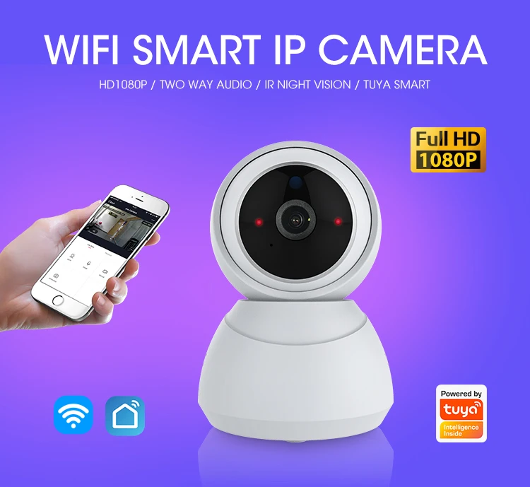 Night Vision 1080P IP Camera Wifi Cam Indoor Home Surveillance CCTV Wireless Camera P2P works with Google Home/Alexa