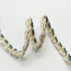 Gold Metallic Polyester Cotton Custom Braided Ribbon Trim 11mm Webbing For Garment