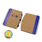 Spiral bound Kraft paper cover notepad pen set with sticky notes / notebook set/ Memo pad of customized logo MOQ 50 pcs