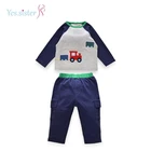Stock Wholesale Spring Fashion Crochet Baby Boy 2 Pcs Kids Clothing Set
