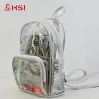 Pvc School Pvc Quality School Bag Customized Latest Clear Girls Transparent Glitter Pvc Waterproof Backpack School Bag