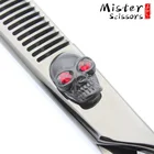 Black Titanium Coated Skull Screw Professional Barber Hair Thinning Scissors