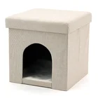 Indoor foldable storage stool dog cat pet house with mat