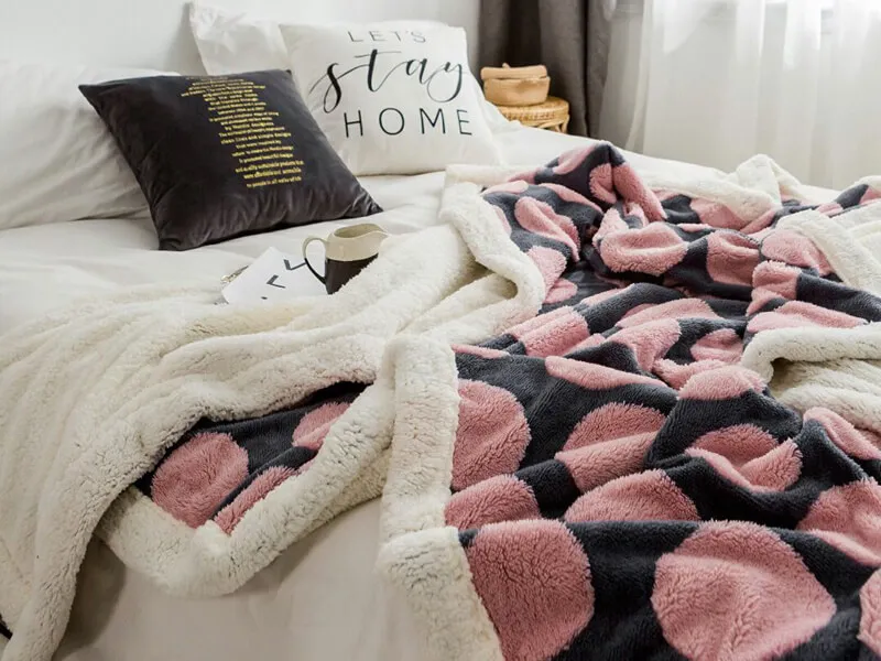 i@home Jacquard winter thick warm coral fleece sofa sherpa blanket