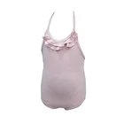 One piece kids&girlslovely bathing suit front ruffle backless bandage swimsuit pure color beach suit