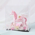 ユニコーンプリザーブドフラワーバラアクリルボックスで母の日 2020 人工 + 花結婚式の記念品ギフトゲストのための装飾