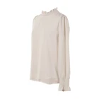 Casual clothing high neck long sleeve polka dot polyester blouse top