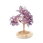 Wholesale Natural Custom Christmas Decoration Agate Quartz Crystal Fortune Money tree For Christmas Gift