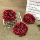 Factory Direct Sale Red 54Petals Artificial Silk Hydrangea Flower Head For Wedding Flower Wall Decoration