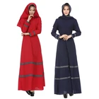 Hot Sale Islamic Women Crew Neck Round Collar Ethnic Style Laciness Long Sleeve Abaya Muslim Dresses