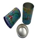 CMYK printing round metal tin with bulge cover for tea packing