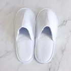 Cotton towel fabric open toe style soft hotel slippers