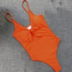 Chinese Style New Sex Hot Sexy Girl One Piece Orange High Cut Sling Bikini