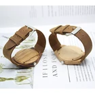 Wholesale OEM ODM handcrafted quartz custom logo bamboo wood milimalist leather watch for men and women