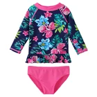 Two Pieces Girls Swimwear Long Sleeve Kids Swimsuit Toddler Infant Swimwear Beachwear