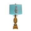 GuangDong JY Cheap Creative Nordic Desk Lamps Poly Resin with DarkCyan Luxury Faux Silk Fabric Shade Table Lamp