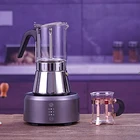 OEM/ODM Pyrex Food Grade Whosale Silver High Borosilicate Glass BPA Free Moka Coffee Pot stainless steel Makers