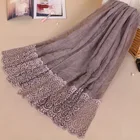 High quality custom beaded modern hijab lace designs woman dupatta