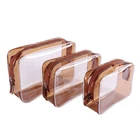 Popular pvc beauty travel transparent makeup clear cosmetic bag with zipper