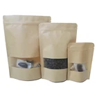 Food grade customized acceptable zipper top matt clear kraft paper stand up bag pouch for foods snacks
