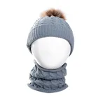 Acrylic bulk custom baby cap kids knitted beanie winter scarf and hat set with pompom